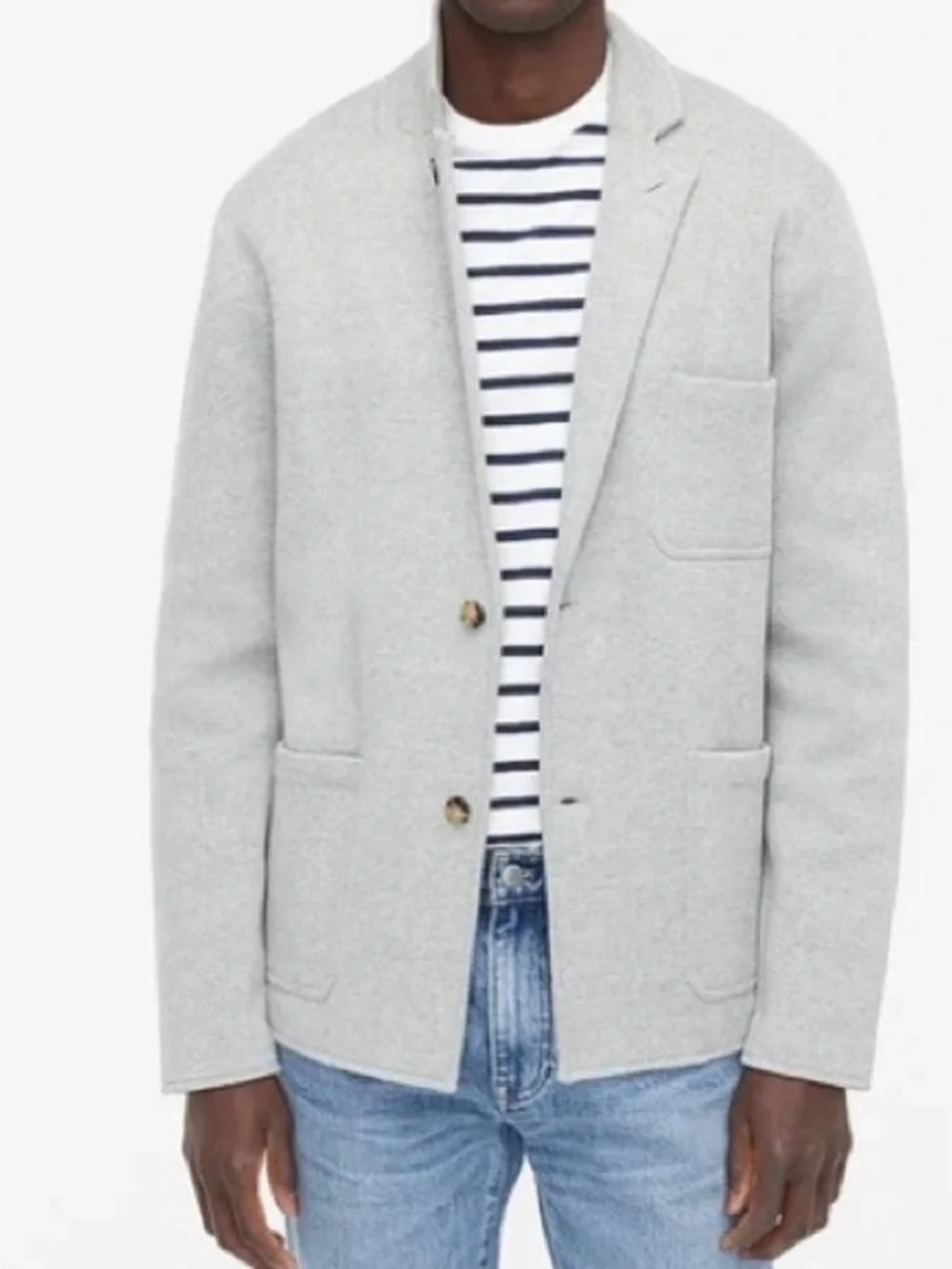 J. Crew Double Faced Cotton Sweater Blazer Gray Medium